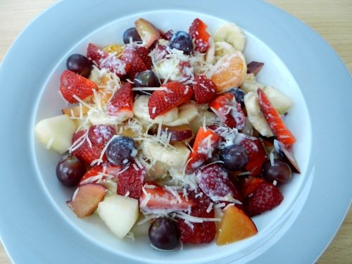 Strawberry Fruit Salad with Cream and Cheese